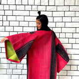 Red Haori Jacket, Green Haori Coat, Oversized Kimono, Red Unisex Winter Haori Kimono Jacket, Long Kimono, Reversible Haori, Burning Man