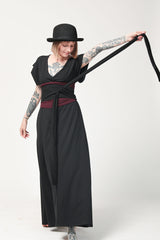 Burgundy and Black Obi Belt