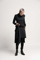 Black and Dark Grey Wrap Obi Belt