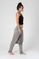 Harem pants Women, Drop Crotch Pants, Long Unisex Comfortable Harem Pants, Grey Men's Harem trousers, Boho Lycra Maternity Trousers