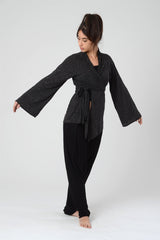 Kimono Cardigan, Gray Wrap Top, Women's Boho Kimono Top, Wrap Cardigan, Bell Sleeve Top, Boho Kimono, Long Sleeves Cardigan, Asymmetric Top