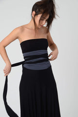 Black Obi Belt, Grey Wrap Waist Tie Belt, Grey women's Obi belt, Boho belt, Women's Belt, Wide High Waist belt, Bohemian sash, Obi belt