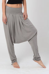 Harem pants Women, Drop Crotch Pants, Long Unisex Comfortable Harem Pants, Grey Men's Harem trousers, Boho Lycra Maternity Trousers
