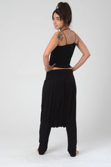 Black Woman's Lycra Harem Pants, Boho Drop-Crotch Pants, Man's Hippie Harem Trousers, Festival Pants wear, Unisex Black Lycra Harem Trousers