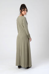 V Neck Dress, Green Maxi Dress, Kurta Dress, Women's Oversize Maxi Dress, Loose Khaki Dress, Long sleeve Dress, Summer Dress, Spring Fashion
