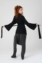 Black Kimono Top, Woman's Kimono Cardigan, Wrap Tunic Top, Long Bell Sleeves Top, Japanese Kimono, Boho Kimono, Urbanic Bohemian Woman's Top