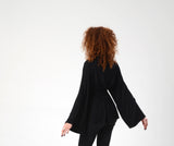 Black Kimono Top, Woman's Kimono Cardigan, Wrap Tunic Top, Long Bell Sleeves Top, Japanese Kimono, Boho Kimono, Urbanic Bohemian Woman's Top