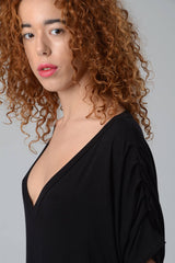 Loose Black Dress, Women Oversize Boho Dress, Short Black Dress, Lycra Bohemian Dress with Pockets, Urban Tunic Top, Casual / Evening Dress