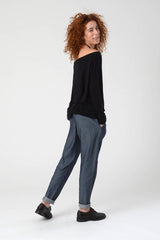 Black Tops, Long sleeve Top, Boat Neck Top, Oversize Wide Neck Shirt, Women's Loose Black Blouse, Black Women's Tops, Off Shoulder Blouse