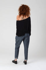 Black Tops, Long sleeve Top, Boat Neck Top, Oversize Wide Neck Shirt, Women's Loose Black Blouse, Black Women's Tops, Off Shoulder Blouse