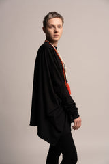 Black Tunic Dress, Oversize Black Top, Asymetrical Top, Loose black dress top, Long Sleeve Extravagant draped Tunic, Maternity Top