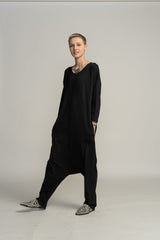 Black Harem Jumpsuit with pockets, Harem Jumpsuit, Drop Crotch Jumpsuit, Boho Jumpsuit, Jumpsuit with sleeves, Long romper, Women's Jumpsuit