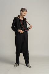 Black Harem Jumpsuit with pockets, Harem Jumpsuit, Drop Crotch Jumpsuit, Boho Jumpsuit, Jumpsuit with sleeves, Long romper, Women's Jumpsuit