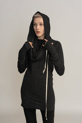 Gray Urban Top, Grey tunic, Urban Clothing, Women's Hoodie top, Loose Gray tunic, Long Sleeve Top, Tops For Women, Hoodie top, Gray Tops