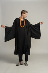 Japanese Haori Jacket, Kimono Oversize Cardigan, Grey Urban Casual to Evening Bohemian Black Cape Cover Up