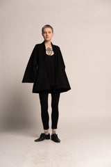 Black Cape Jacket, Evening A-Line Jacket, Kimono Elegant Jacket, Flared Wide Sleeves, Japanese Women's Black Evening Cardigan, Cover Up
