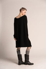 Black Dress, Off the Shoulder Oversize Dress, Loose black dress, Long Sleeve Black Dress, Maternity Dress, Oversize Tunic, Urban Clothing