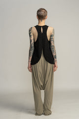 Evening Sparkling Black tank top, Loose sleeveless black top, Sexy black top, Open back top, A Line Black Tank Top, Shiny Summer top