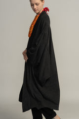 Japanese Haori Jacket, Kimono Oversize Cardigan, Grey Urban Casual to Evening Bohemian Black Cape Cover Up