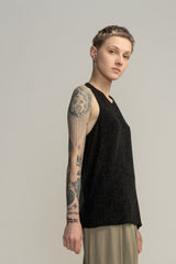 Evening Sparkling Black tank top, Loose sleeveless black top, Sexy black top, Open back top, A Line Black Tank Top, Shiny Summer top