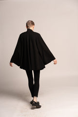 Black Cape Jacket, Evening A-Line Jacket, Kimono Elegant Jacket, Flared Wide Sleeves, Japanese Women's Black Evening Cardigan, Cover Up