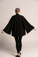 Black Cape Jacket, Evening A-Line Jacket, Kimono Elegant Jacket, Flared Wide Sleeves, Japanese Women's Black Evening Cardigan, Cover Up