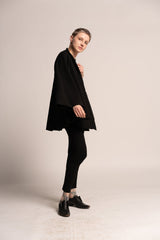 Black Cape Jacket, Evening A-Line Jacket, Kimono Elegant Jacket, Flared Wide Sleeves, Japanese Women's Black Evening Cardigan, Cover Up