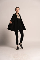 Black Cape Jacket, Evening A-Line Jacket, Kimono Elegant Jacket, Flared Wide Sleeves, Japanese Women's Black Evening Cardigan, Cover Up