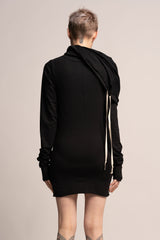 Black Urban Dress, Black Mini Dress, Urban Clothing, Women's Hoodie Dress, Long Sleeve Dress ,Pencil Dress, Hoodie Dress, Black Clothing