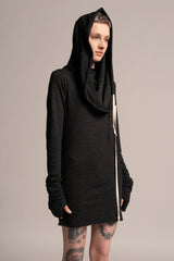 Gray Mini Dress, Grey tunic, Urban Clothing, Women's Hoodie Dress, Gray Urban Dress, Long Sleeve Pencil dress, Gray Dresses, Pencil Dress