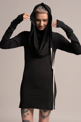 Gray Mini Dress, Grey tunic, Urban Clothing, Women's Hoodie Dress, Gray Urban Dress, Long Sleeve Pencil dress, Gray Dresses, Pencil Dress