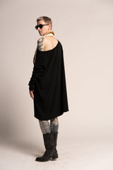 Black Dress, Off the Shoulder Oversize Dress, Loose black dress, Long Sleeve Black Dress, Maternity Dress, Oversize Tunic, Urban Clothing