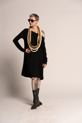 Black Dress, Off the Shoulder Oversize Dress, Loose black dress, Long Sleeve Black Dress, Maternity Dress, Oversize Tunic, Urban Clothing