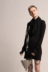 Black Urban Dress, Black Mini Dress, Urban Clothing, Women's Hoodie Dress, Long Sleeve Dress ,Pencil Dress, Hoodie Dress, Black Clothing