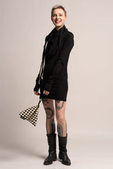 Black Urban Dress, Black Mini Dress, Urban Clothing, Women's Hoodie Dress, Long Sleeve Dress ,Pencil Dress, Hoodie Dress, Black Clothing