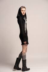 Black Urban Dress, Black Mini Dress, Urban Clothing, Women's Hoodie Dress, Long Sleeve Dress ,Pencil Dress, Hoodie Dress, Black Clothing