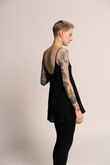 Evening Sparkling Black tank top, A Line Black Tank Top, Loose sleeveless black top, Sexy black top, Open back top, Shiny Summer top