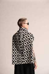 Black and White Prints, Turtleneck Tops, Oversized Shirt, Loose Black and White Top, Urban Clothing, Cotton Tops For Women, Cotton Shirt