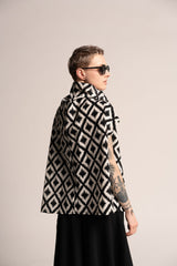 Black and White Prints, Turtleneck Tops, Oversized Shirt, Loose Black and White Top, Urban Clothing, Cotton Tops For Women, Cotton Shirt