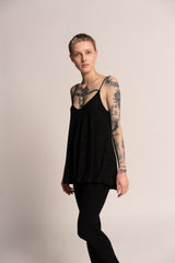 Evening Sparkling Black tank top, A Line Black Tank Top, Loose sleeveless black top, Sexy black top, Open back top, Shiny Summer top