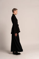 Black Wide Leg Palazzo Pants, Women Evening Elegant Skirt Pants, Boho Flared Bell Bottoms, Black Hippie Jersey Cotton Trousers