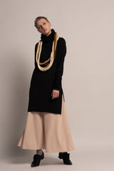 Women Wide Leg Cream Pants, Flared Skirt Pants, Bohemian Palazzo Pants, Fall Fashion