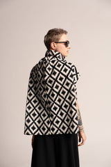 Black and White Prints, Turtleneck Tops, Oversized Shirt, Loose Black and White Top, Urban Clothing, Cotton Tops For Women, Cotton Shirt