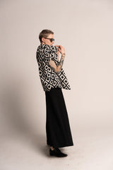 Black and White Prints, Turtleneck Tops, Oversized Shirt, Loose Black and White Top, Urban Clothing, Cotton Tops For Women, Cotton Shirt