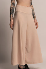 Women Wide Leg Cream Pants, Flared Skirt Pants, Bohemian Palazzo Pants, Fall Fashion