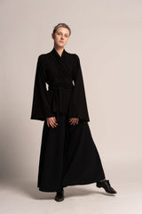 Black Wide Leg Palazzo Pants, Women Evening Elegant Skirt Pants, Boho Flared Bell Bottoms, Black Hippie Jersey Cotton Trousers