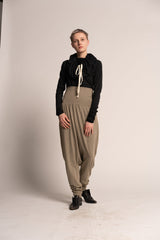 High Waist Long Unisex Comfortable Harem Pants, Green Harem Pants Women, Drop Crotch Pants, Men's Harem trousers, Lycra Maternity Trousers