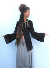 Boho Japanese Kimono, Light Gray Kimono, Long Sleeve Cardigan, Asymmetrical Top, Women's Kimono Top, Bell Sleeves Kimono Wrap Top