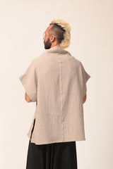 Men's Oversized Beige Cotton Summer Top