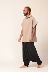 Men's Oversized Beige Cotton Summer Top